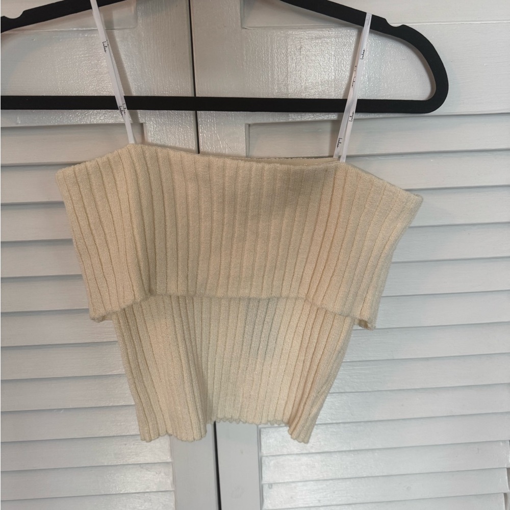 Stylish Intentions Ivory Ribbed Strapless Top